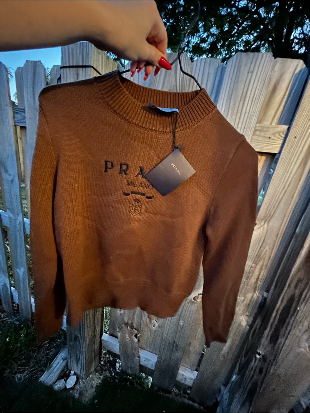 Prada Brown Logo Crewneck Sweater
